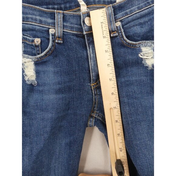 Rag & Bone 25 Skinny Jeans Cropped Womens Distressed Low Rise La Paz Blue - Picture 5 of 15